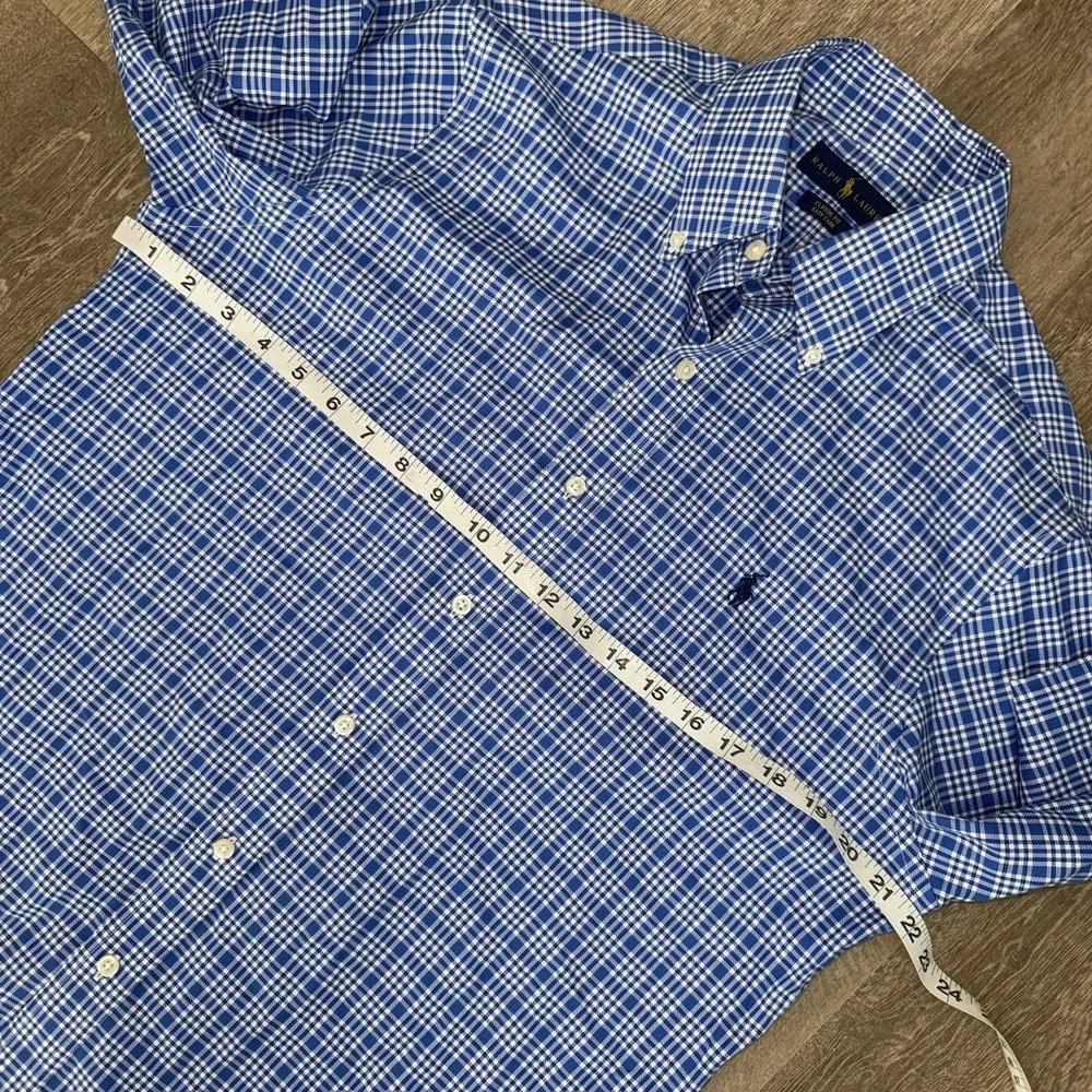 Polo Ralph Lauren Long Sleeve Button Down Easy Care Men's M Blue White‎ Plaid